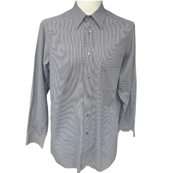 Charter Collection Hudson's Bay SZ 15 Men's Button Up Shirt Black & White Check - Picture 5 of 12